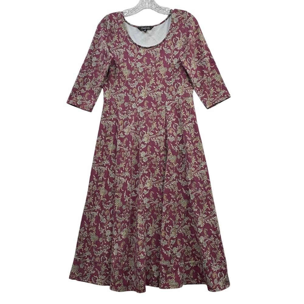 90s Chadwicks Floral Artsy Midi Dress‎ Romantic Whimsical Cottagecore Prairie PS